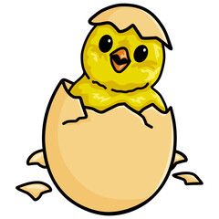 Egg Hatching Chick Chicken Cute Cartoon Vector Illustration