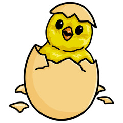 Egg Hatching Chick Chicken Cute Cartoon Illustration