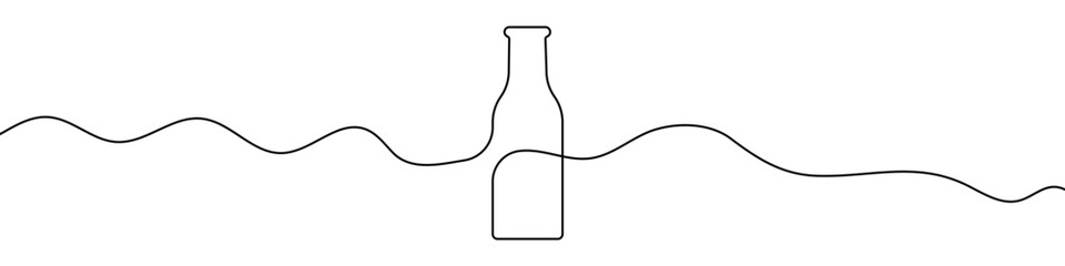 Continuous editable line drawing of bottle. One line drawing background. Vector illustration. Bottle icon in one line.