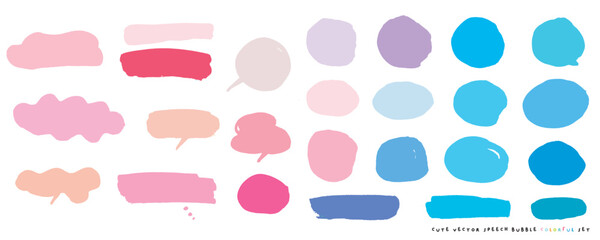 Cute vector speech bubble colorful set,Hand drawn set of speech bubbles with handwritten for book ,card, business, poster design. Vector illustration design for fashion fabrics, textile graphics