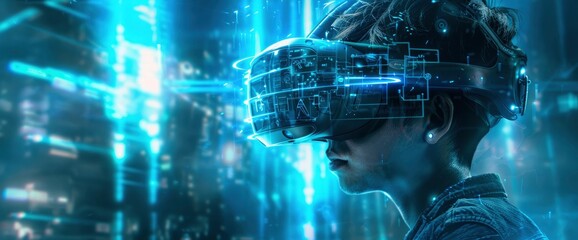 Fototapeta premium A Pilot Wearing An Advanced Augmented Reality Helmet In A Cutting-Edge Jet, Experiencing Enhanced Visual And Navigational Aids