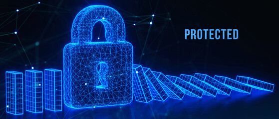 Cyber security data protection business technology privacy concept.  Protected. 3d illustration