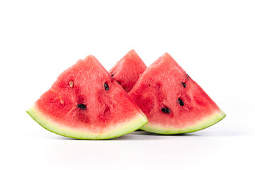 watermelon and watermelon slices isolated on white background.