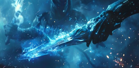Naklejka premium Futuristic Weapon in Action.