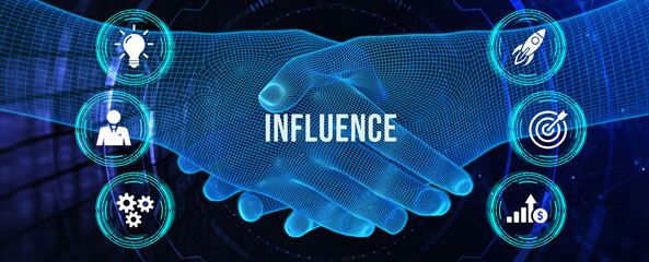 Influencer marketing concept. Business, Technology, Internet and network concept. 3d illustration