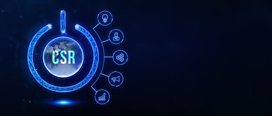 CSR abbreviation, modern technology concept. Business, Technology, Internet and network concept. 3d illustration