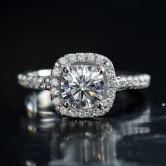 Sparkling diamond engagement ring, stylish and elegant wedding concept