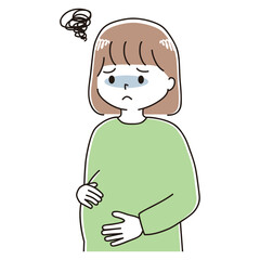 つわりで気分が悪い妊婦さんの上半身のイラスト