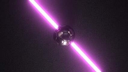 Futuristic football ground purple neon lights. 3d illustration. © Alexander Limbach