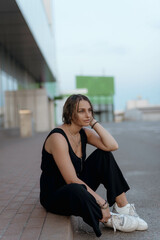 woman sitting on a bench