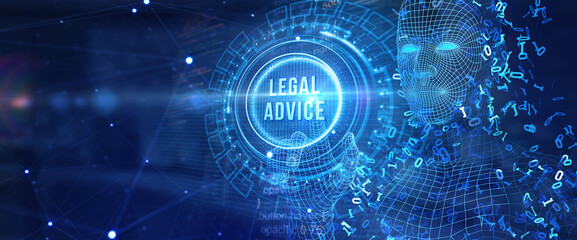 Business, Technology, Internet and network concept. Labor law, Lawyer, Attorney at law, Legal advice concept on virtual screen. 3d illustration