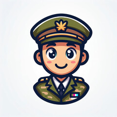 Friendly military man in cartoon style