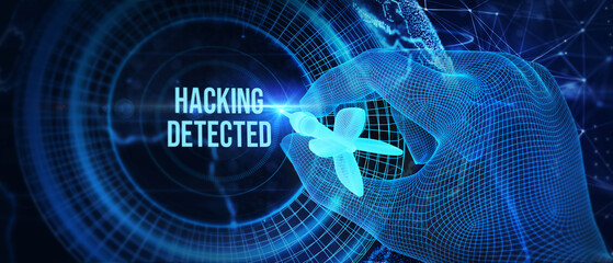 Hacking Detected. Concept meaning activities that seek to compromise affairs are exposed Entering New Programming Codes. 3d illustration