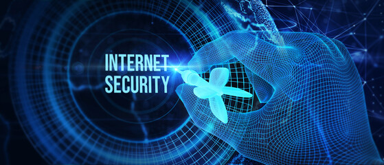 Concept of cyber security, information security and encryption, secure access to personal information, secure Internet access, cybersecurity. 3d illustration