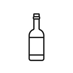 Wine bottle simple outline icon. Vector illustration with editable stroke. Minimalist pictogram for decoration, design, logo template, mobile app, web. Alcoholic drinks and bar establishment concept