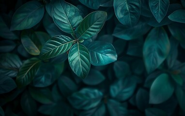 A close up of a dark green leaf