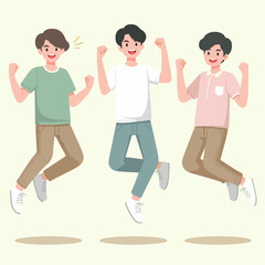 illustration of 3 teenagers jumping enthusiastically. friendship day