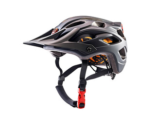 a black bicycle helmet with red accents