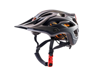 a black bicycle helmet with red accents