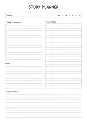 Study Planning Pages, Planner Sheets, Experience the efficiency and structure that the Study Planning Pages Collection brings to your academic life, Responsive with standard paper sizes A5, A4, A3,