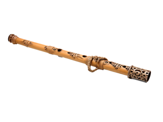 a wooden flute with a handle