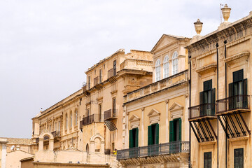Noto baroque building detail Sicily, Italy