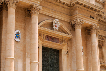 Naklejka premium basilica dome Noto baroque building detail Sicily, Italy