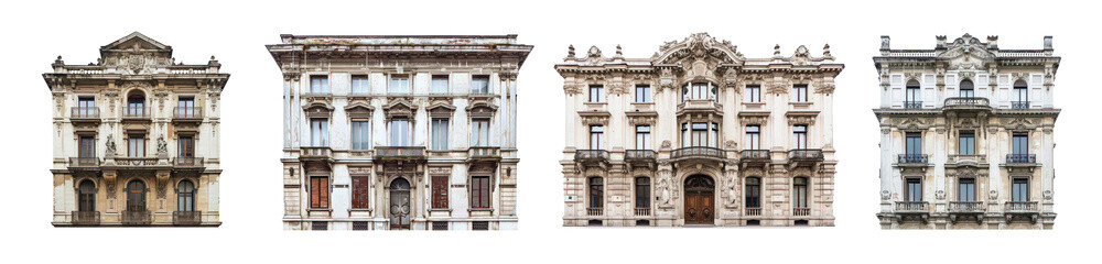 Obraz premium Baroque building png element set on transparent background