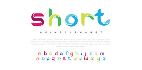 Short creative modern urban alphabet font. Digital abstract moslem, futuristic, fashion, sport, minimal technology typography. Simple numeric vector illustration © Rose