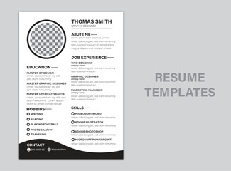 Clean Modern Resume and Cover Letter Layout Vector Template for Business Job Applications, Minimalist resume cv template, Resume design template, cv design, multipurpose resume design
