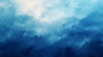 A blue sky with clouds and a brush stroke of blue