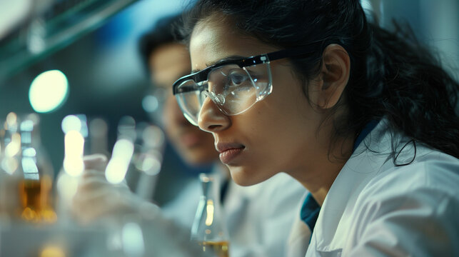 Group of people in lab coats and glasses