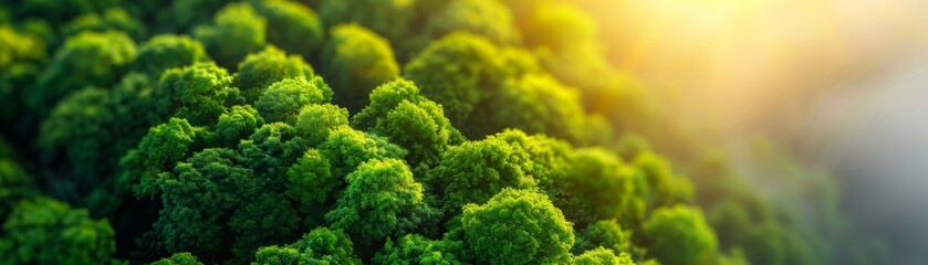 Obraz premium lush green forest canopy with sunlight filtering through branches.