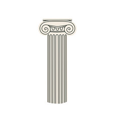 Ancient column, architectural detail made of white marble or gypsum, greek antique architecture element, sculpture, ornament, roman pillars vintage construction on background flat vector illustration.