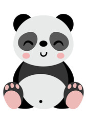 Cute little panda sitting isolated