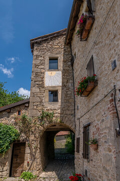A glimpse of the ancient medieval village La Scola, Grizzana Morandi, Italy