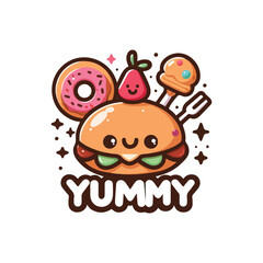 Yummy Food Logo Design Kawaii Style
