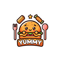Yummy Food Logo Design Kawaii Style