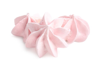 Three delicious meringue cookies isolated on white