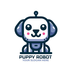 Cute Little Puppy Robot Logo Design