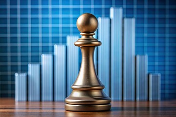 chess pawn and bar chart. Business strategy and tactic