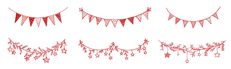 Obraz premium Hand drawn border ornament png element set on transparent background
