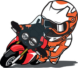 speeding motorcycle racer cartoon vector