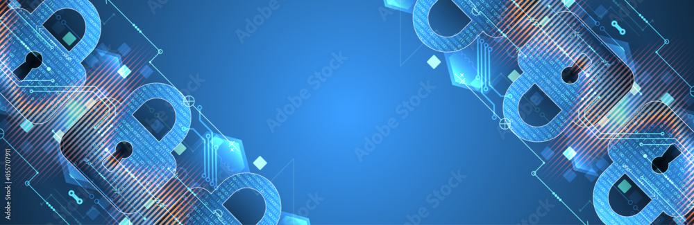Aufkleber secure digital background. virtual confidential, programming protection. hand drawn vector.