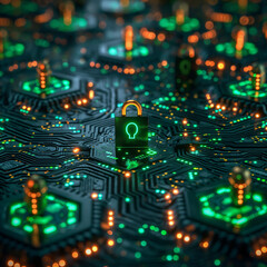 Obraz premium Cybersecurity theme with digital locks and encrypted data, 4K1