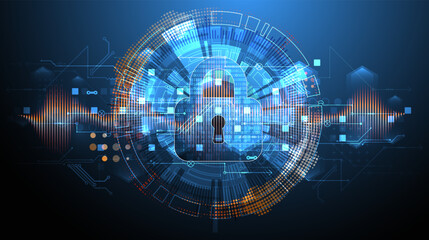 Secure digital background. Virtual confidential, programming protection. Hand drawn vector.