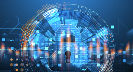 Secure digital background. Virtual confidential, programming protection. Hand drawn vector.