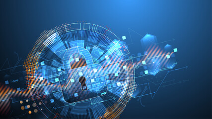 Secure digital background. Virtual confidential, programming protection. Hand drawn vector.