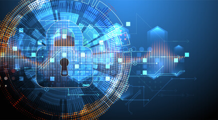 Secure digital background. Virtual confidential, programming protection. Hand drawn vector.