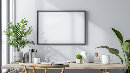 Modern Table and Chairs With Picture Frame. Generative-AI